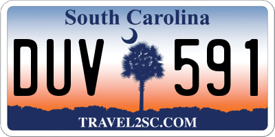 SC license plate DUV591