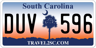 SC license plate DUV596