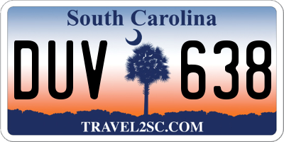 SC license plate DUV638
