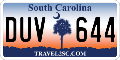 SC license plate DUV644