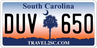 SC license plate DUV650