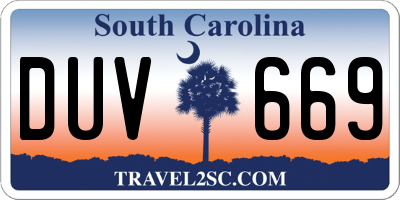 SC license plate DUV669