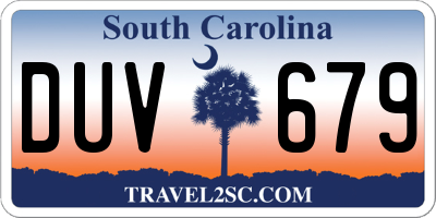 SC license plate DUV679