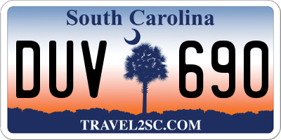 SC license plate DUV690