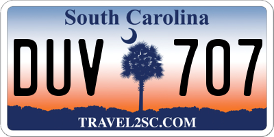 SC license plate DUV707
