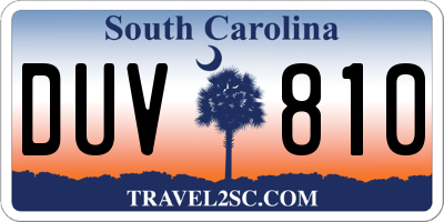 SC license plate DUV810