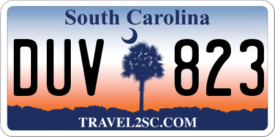 SC license plate DUV823