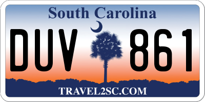 SC license plate DUV861