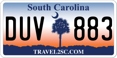 SC license plate DUV883