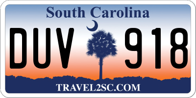SC license plate DUV918