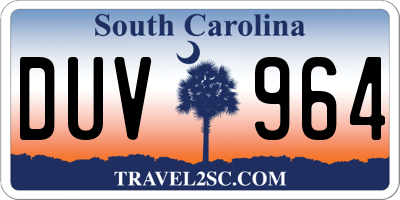 SC license plate DUV964