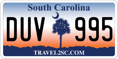 SC license plate DUV995
