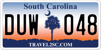 SC license plate DUW048