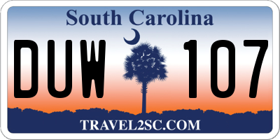 SC license plate DUW107