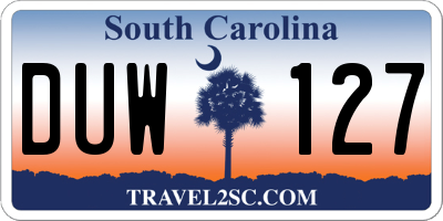 SC license plate DUW127