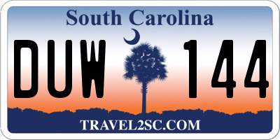 SC license plate DUW144
