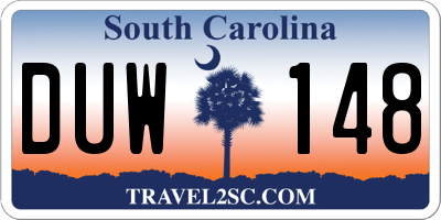 SC license plate DUW148