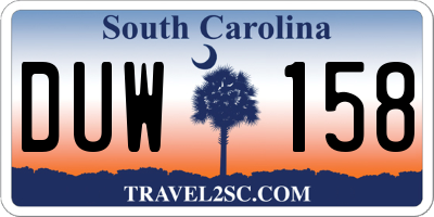 SC license plate DUW158