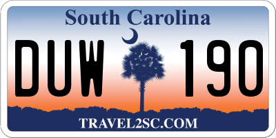 SC license plate DUW190