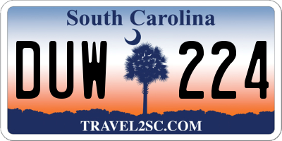SC license plate DUW224