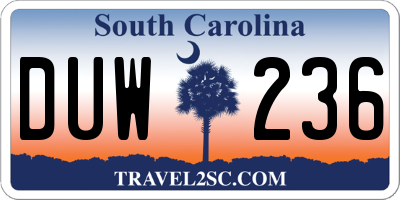 SC license plate DUW236