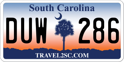 SC license plate DUW286