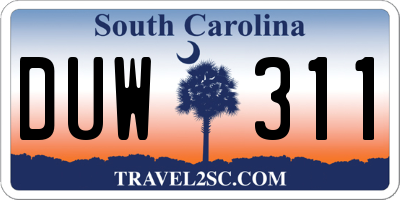 SC license plate DUW311