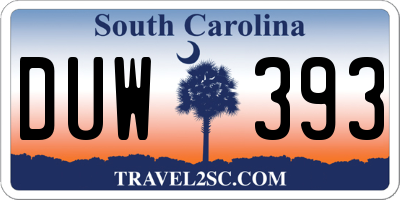 SC license plate DUW393