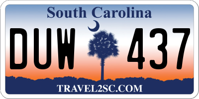 SC license plate DUW437