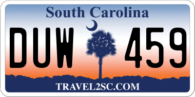 SC license plate DUW459