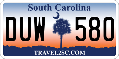 SC license plate DUW580