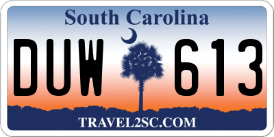 SC license plate DUW613