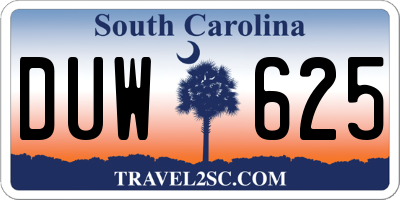 SC license plate DUW625