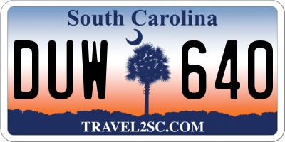 SC license plate DUW640