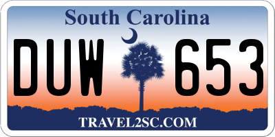 SC license plate DUW653