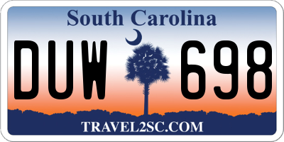 SC license plate DUW698