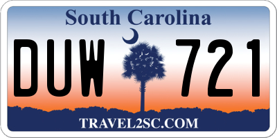SC license plate DUW721