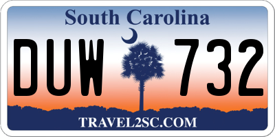 SC license plate DUW732