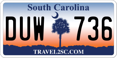 SC license plate DUW736