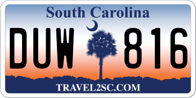 SC license plate DUW816
