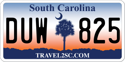 SC license plate DUW825