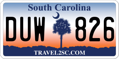 SC license plate DUW826