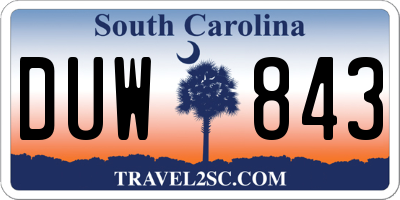 SC license plate DUW843