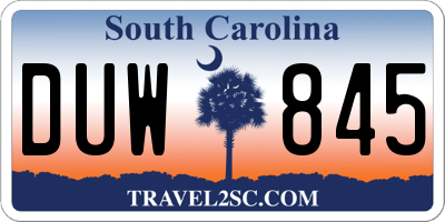 SC license plate DUW845