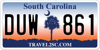 SC license plate DUW861