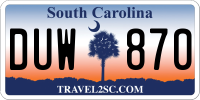 SC license plate DUW870