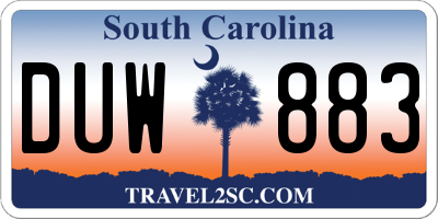 SC license plate DUW883