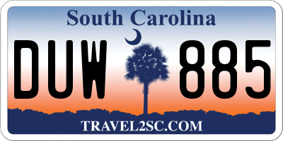 SC license plate DUW885