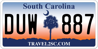 SC license plate DUW887