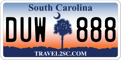 SC license plate DUW888